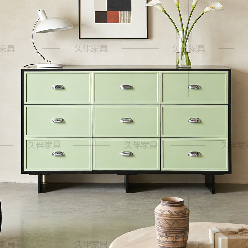 九斗柜家用卧室复古边柜多巴胺玄关柜客厅收纳柜储物柜抽屉柜斗柜