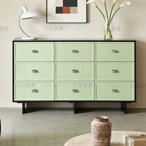 九斗柜家用卧室复古边柜多巴胺玄关柜客厅收纳柜储物柜抽屉柜斗柜