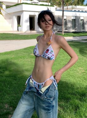 【猫猫头】可爱少女卡通印花甜妹性感辣妹比基尼海岛度假温泉泳装