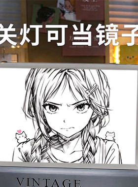 创意动漫二次元镜子灯光画桌面氛围感摆件小夜灯生日毕业礼物女生