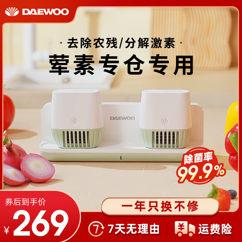 DAEWOO大宇无线双仓果蔬清洗机海鲜杀菌净化器去除农残自动洗菜机