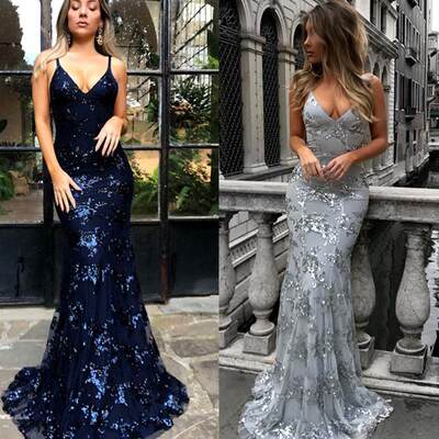 women party formal dress cocktail gown sequin long dresses