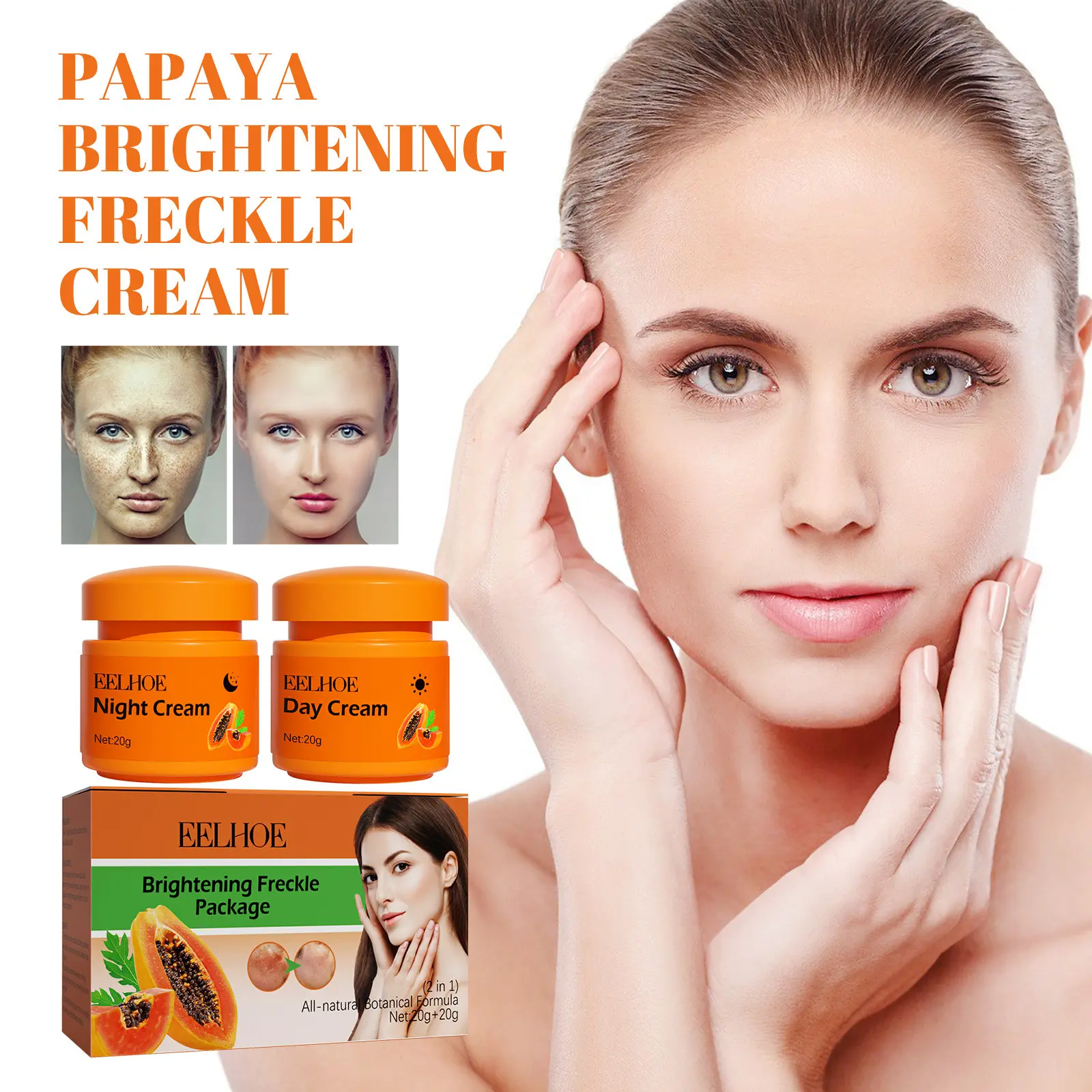 Papaya Whitening Freckle Cream Lightens Facial Freckles Dark