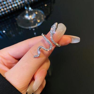 蝴蝶蛇形戒指inlaid zircon snake rings Punk index finger ring