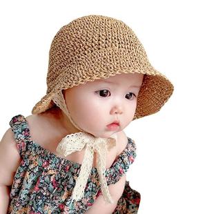 Summer Beach Straw Lace Bow Girl Cap Baby Fashion Hat