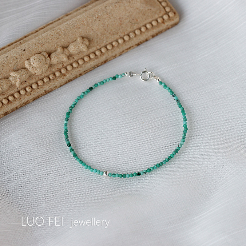 틈새 디자인 원시 광석 천연 정통 청록색면 초박형 팔찌 BESTIE 12 월 탄생석