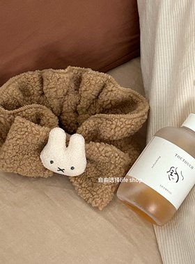 简约兔子大蝴蝶结束发带羊羔毛