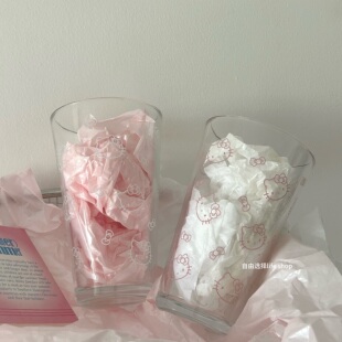 卡通猫咪印花KT杯果汁牛奶水杯随手桌面杯学生大容量ins玻璃杯