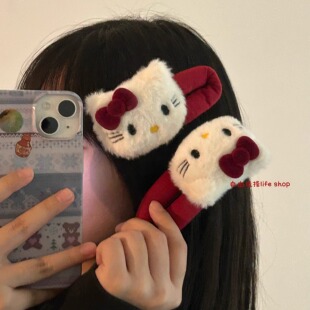 可爱卡通KT毛绒发卡百搭头饰发夹刘海夹子学生BB夹甜美少女发饰