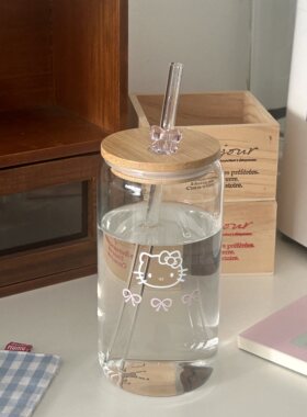 高颜值蝴蝶结耐热玻璃吸管杯