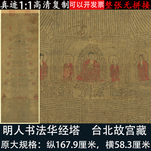 明人法华经塔小楷书法字帖天王佛像高清微喷绘复制客厅装饰挂轴画