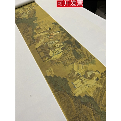 明 唐寅西园雅集图 有拼接痕迹高清微喷复制人物画临摹学习装饰画