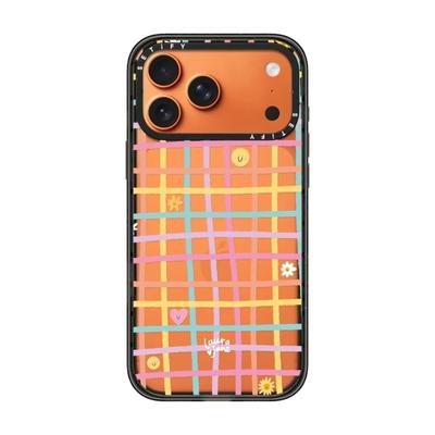 CASETiF联名艺术家网格笑脸适用苹果17promax壳星宇橙iphone16/15