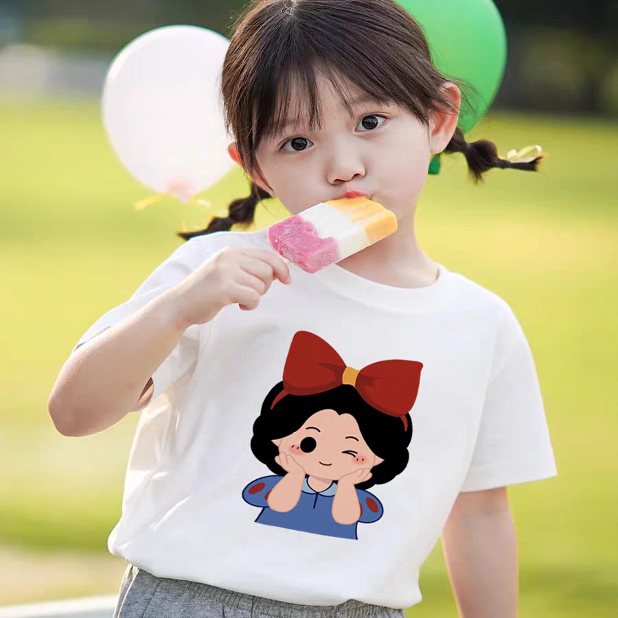 白雪公主衣服夏季女童短袖t恤2025新款儿童纯棉半袖小女孩体恤衫