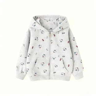 秋冬季时尚新款女童加绒外套连帽儿童2025上衣开衫洋气中大童卫衣