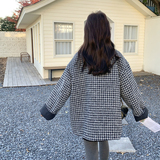 法式气质灰色格子羽绒服女冬超火好看高级小众白鸭绒加厚毛呢外套，女装短外套，2B227