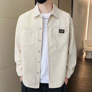 清仓捡漏外贸灯芯绒夹克衬衫长袖男春秋青年宽松休闲百搭衬衣外套