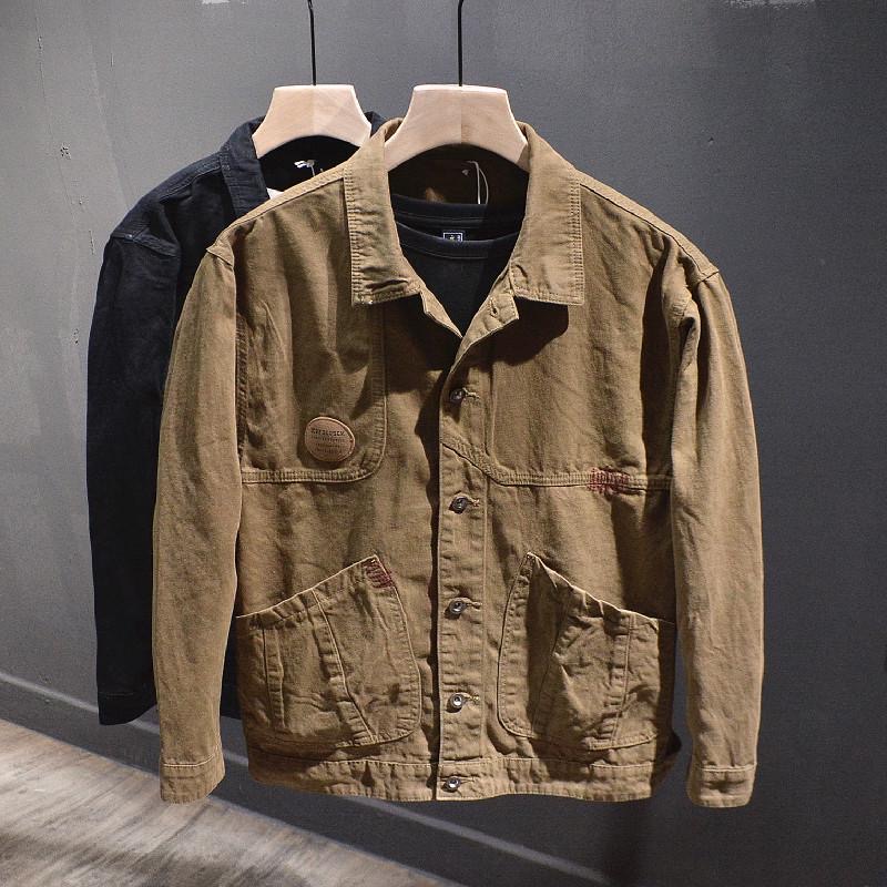 秋冬耐磨外套工装男款纯棉夹克重磅休闲男士上衣牛仔潮牌复古美式