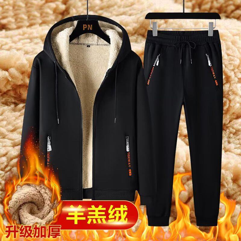 2023 가을 겨울 신작 캐시미어 자켓 플러스 벨벳 두꺼운 5 지퍼 카디건 스웨터 바지 루즈한 대형 투피스 세트