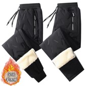 子男士 羽绒裤 北方冬天束脚防雪防风棉裤 加绒加厚裤 休闲羊羔绒长裤