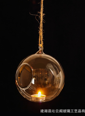 悬挂玻璃烛台微景观铁架吊瓶浪漫婚庆家居装饰摆件厂家批发手工