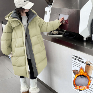 女童长款加厚棉服冬季中大童洋气双面穿外套2025新款时髦棉衣冬款