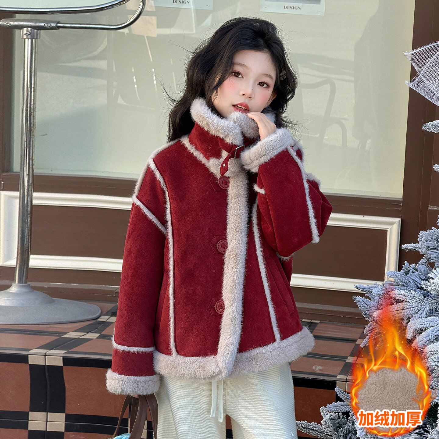 女童加绒加厚皮毛一体外套冬季2025年新款儿童棉袄上衣新年衣服冬,童装/婴儿装/亲子装,普通外套,淘宝优惠券,粉丝福利购,淘宝优惠卷