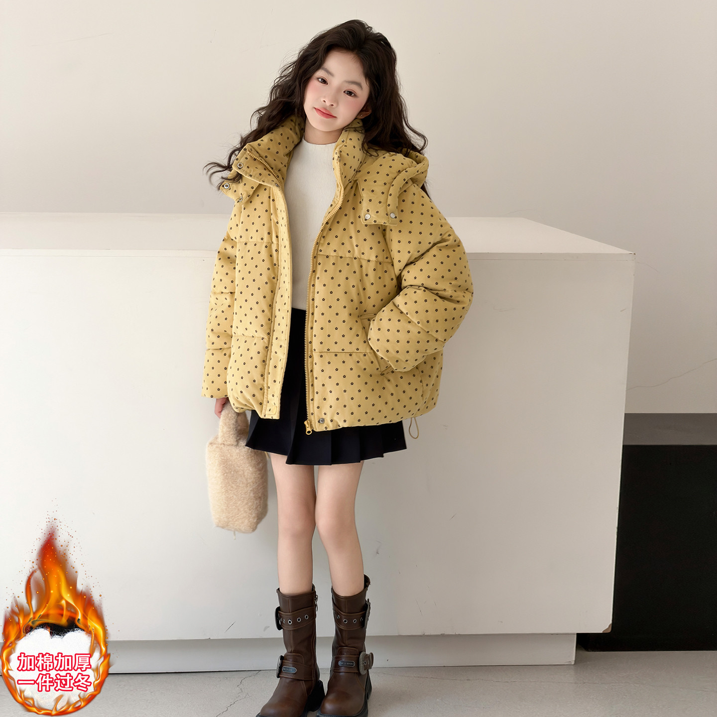 女童加厚羽绒棉服外套冬季新款
