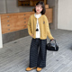 女童加绒加厚格子裤 中大童洋气针织外套毛衣三件套 新款 套装 秋冬装