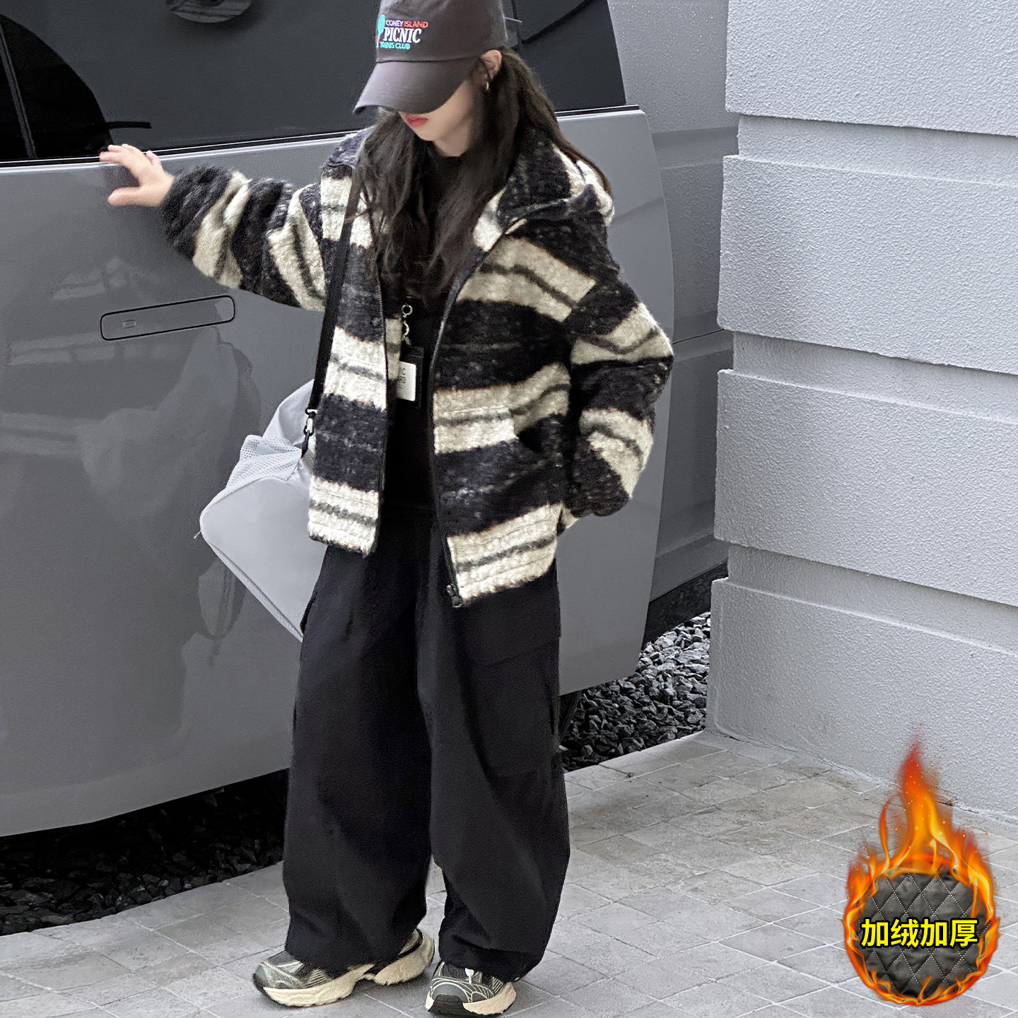 女童加棉加厚毛毛衣外套秋冬装