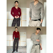 TRENDYWU 毛衣 羊毛慵懒刀割V领亲肤针织打底衫 静奢人夫 美利奴