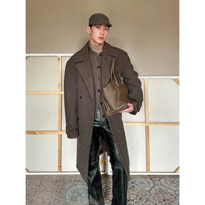 TRENDYWU加厚OV颗粒绒长大衣