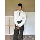 立体浮雕条纹垫肩塑形OV抗皱质感衬衫 TRENDYWU 禁欲 轻钱 法式