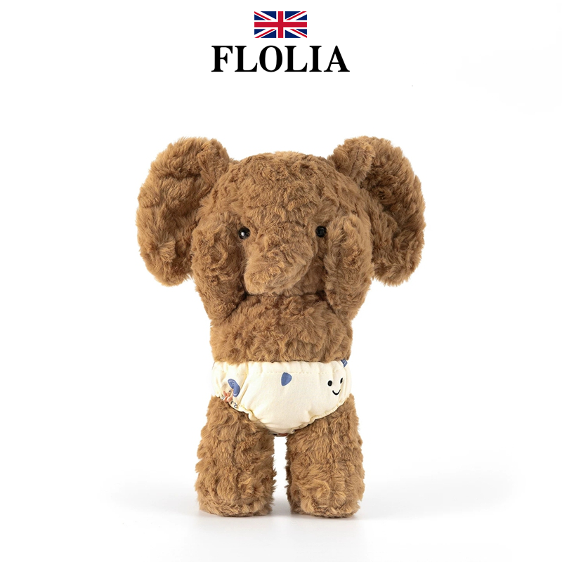 英国Flolia害羞小象毛绒玩具可爱玩偶公仔睡觉抱枕女孩生日礼物