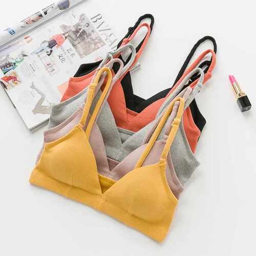 纯棉背心平胸学生少女薄款三角杯