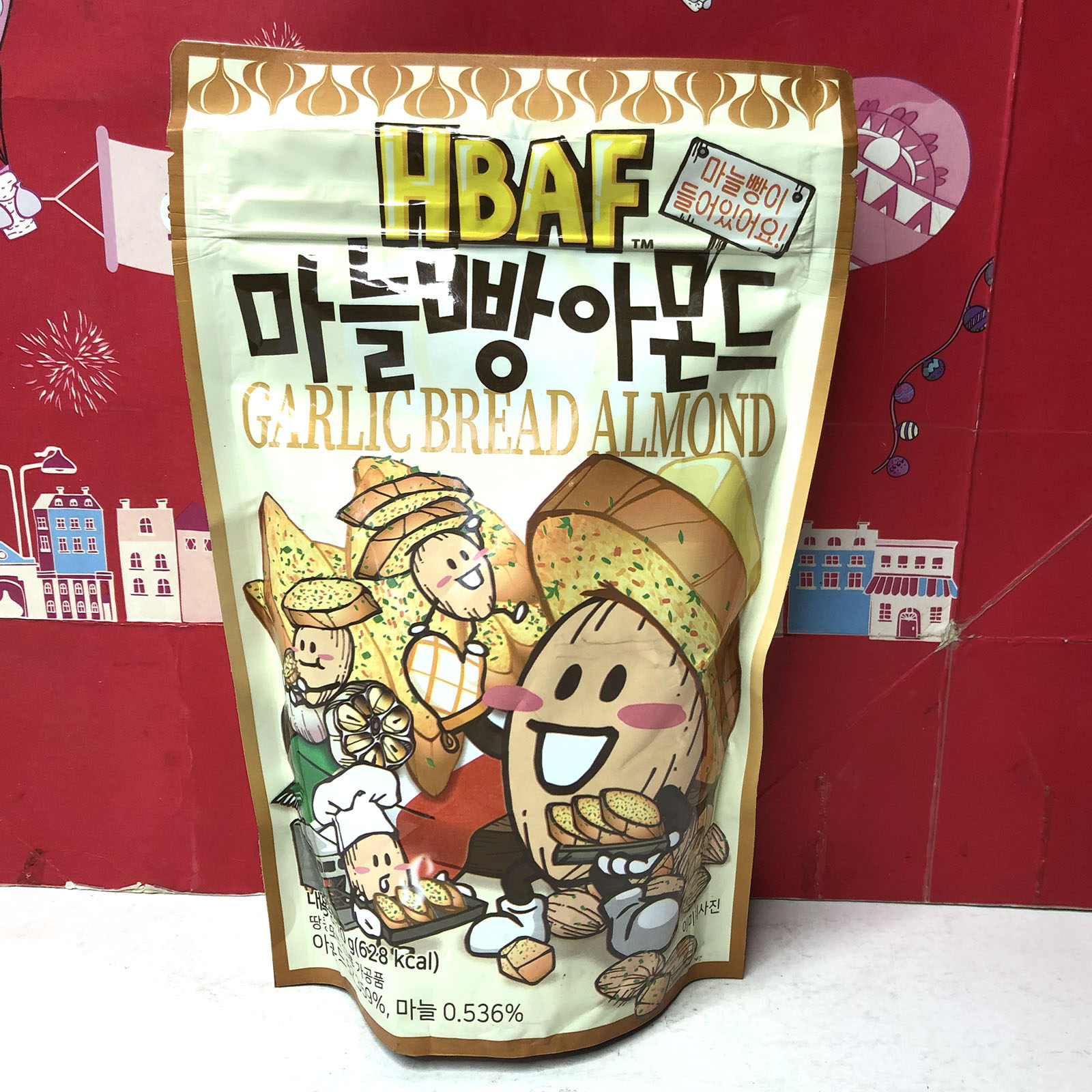 临期韩国进口火鸡味/山葵味/蒜香味烤面包丁扁桃仁120g休闲零食品