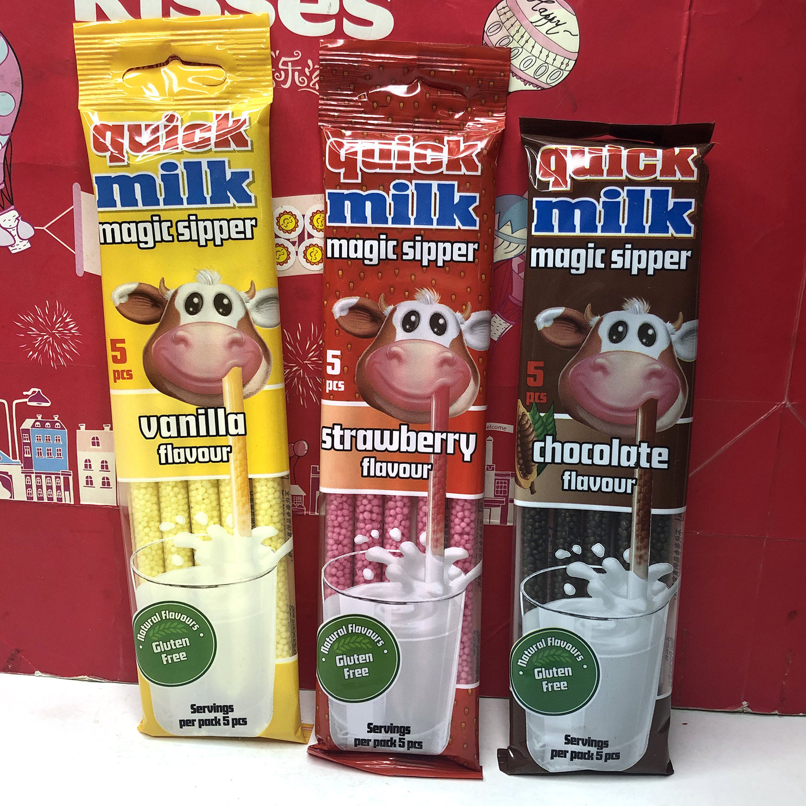 匈牙利进口草莓味/巧克力味/香草味颗粒糖30g（5x6克）休闲零食