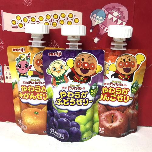临期 日本进口明治面包超人苹果/葡萄味可吸果冻100g休闲零食小吃