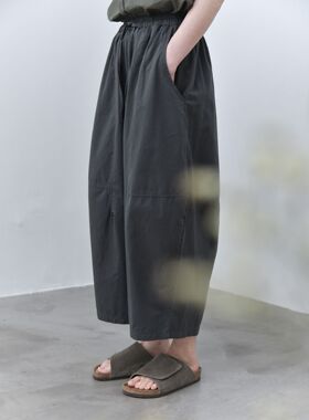 三与二出结构撞色打枣洗水棉日系简约休闲裤58993舒适百搭女裤