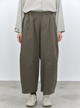 设计感廓形拼接阔腿九分裤女气质松紧腰休闲奶奶裤58979