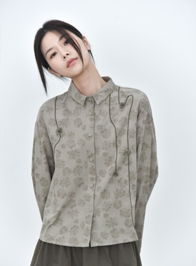【还有山】藤蔓立体绣花清新甜美25春款翻领长袖衬衫6510气质上衣