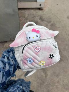 可爱女孩HelloKitty扎染猫头翅膀双肩包女2023新款百搭迷你单肩包