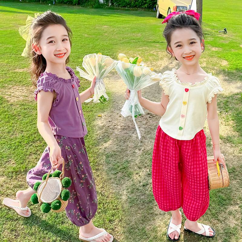 女童夏季套装新款时尚洋气防蚊裤
