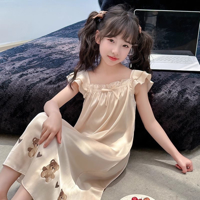 2026夏季吊带女童睡裙公主风冰丝