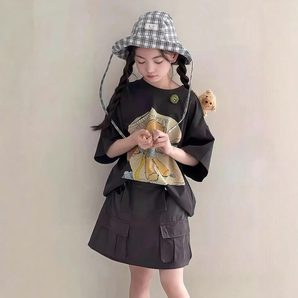 女童工装裙短裙套装夏季新款