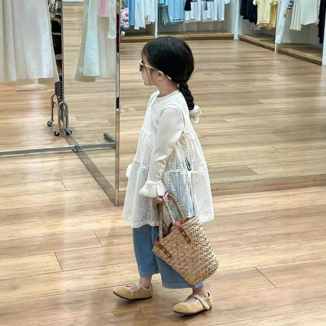 女童春夏镂空叠穿蕾丝吊带背心裙