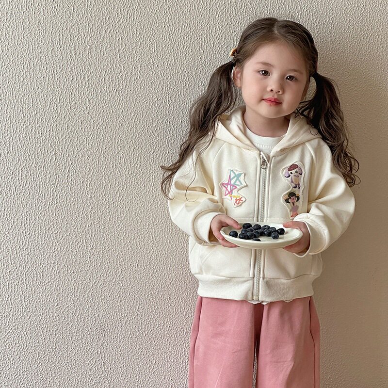 女童外套春秋款 新款儿童春季休闲连帽卫衣女宝宝春装上衣开衫