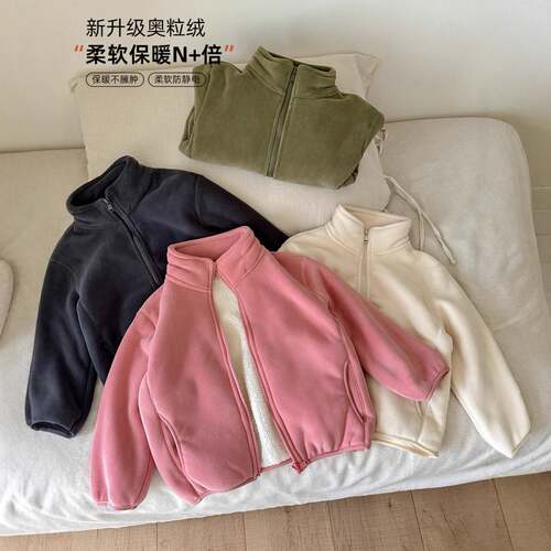 秋冬女童加绒加厚儿童奥粒绒外套