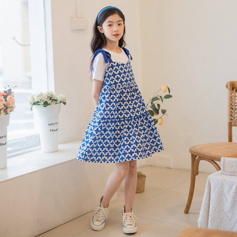 女童连衣裙夏季韩版ins短袖T恤假