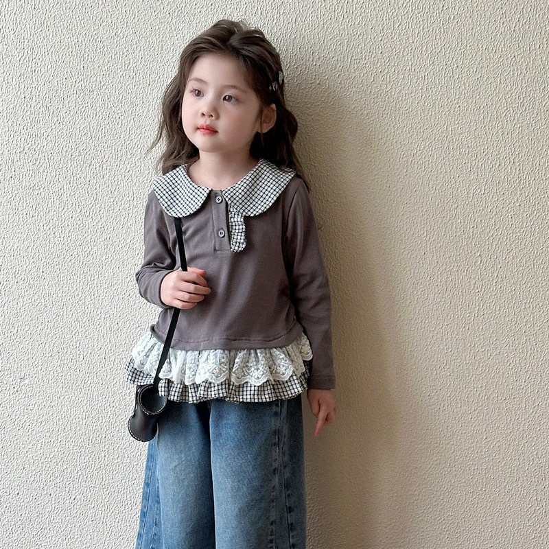 女童打底衫春秋季2026新款儿童春款长袖翻领T恤宝宝春装内搭上衣